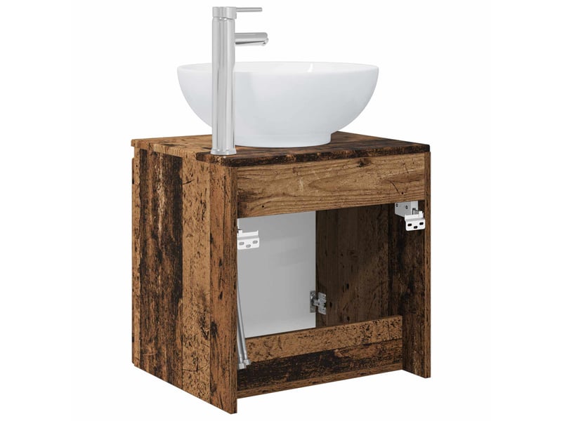 Vanité de lavabo mural, meuble de rangement bois ancien 49.5x44.5x65 cm shl6313 - Conforama E