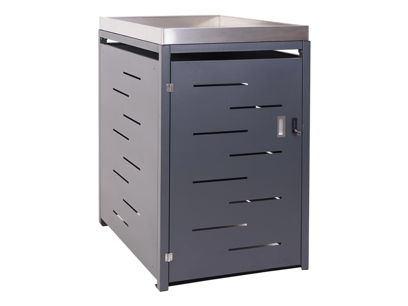  Cache poubelle simple avec bac à plantes 125x69x84 cm acier galvanisé acier inoxydable extensible anthracite 04_0005709  - Conforama A