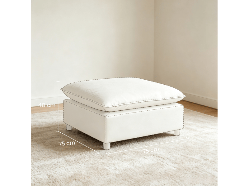  Pouf repose-pieds carré 75x75 cm en tissu gris avec pieds noirs  - Conforama E