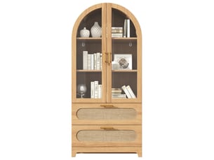 Vitrine coloris naturel 5 étagère(s) <strong>LEYTN</strong> <strong></strong> - 80 cmx175 cm