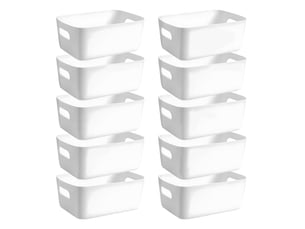 Lot de 10 paniers de rangement en plastique avec poignées – cuisine et salle de bain