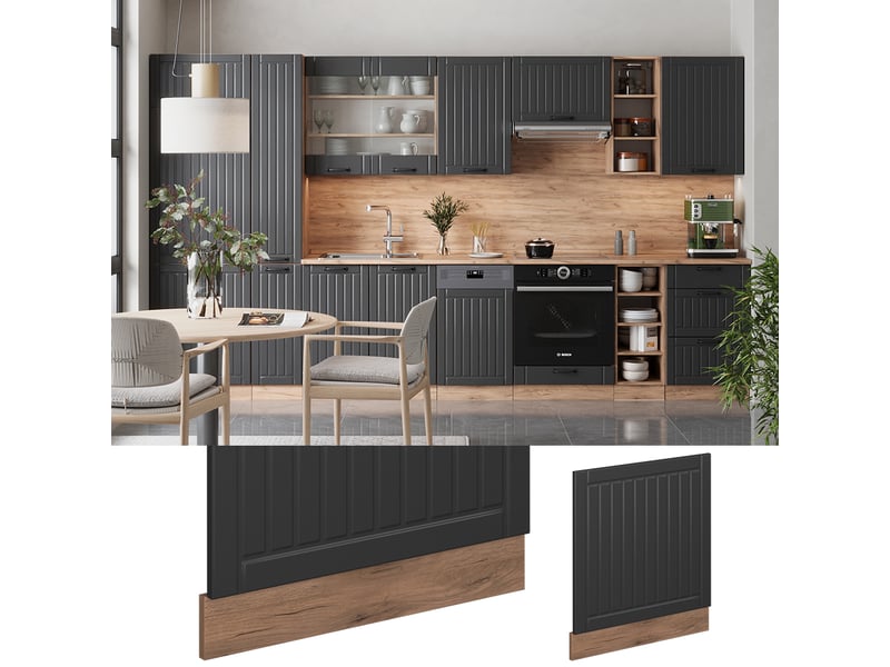  Vicco façade, gris foncéchêne de force doré, 60cm, pt anthracite  - Conforama C