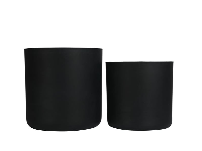 Lot de 2 pots de fleurs ronds 3440 cm – noir – oxyde de magnésium, faits main pour intérieur extérieur - Conforama A