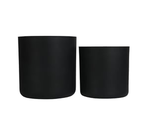 Lot de 2 pots de fleurs ronds 3440 cm – noir – oxyde de magnésium, faits main pour intérieur extérieur