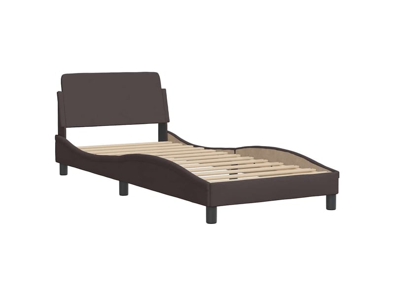  Lit simple- lit adulte -  cadre de lit dover marron foncé 90x200 cm tissu  - Conforama B