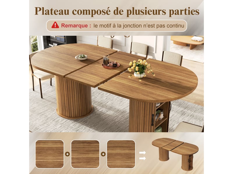  Table à manger extensible marron foncé, rangement, confort, solide, robuste - mdf et métal - 150x80x75cm - cuisine et salle à manger  - Conforama D