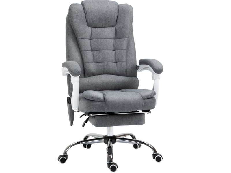 Fauteuil de bureau gris avec massage, chauffage et repose-pieds, dossier inclinable et hauteur réglable - Conforama A