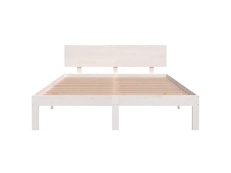  Lit double- lit adulte -  cadre de lit sans matelas blanc bois de pin massif 140x200 cm  - Conforama C