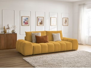 Canapé droit fixe BOBOCHIC EVEREST 3 places Tissu jaune