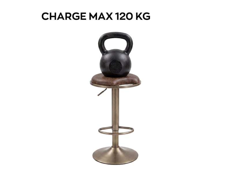  Kin - tabouret de bar style industriel chic, 42 x 85 x 33,5 cm, pivotant et réglable en hauteur, en métal marron  - Conforama D