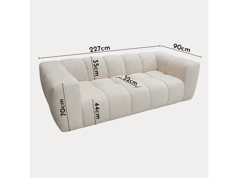 Layane - canapé 3 places tissu bouclette beige LAYANE-3-BEI - Conforama C