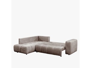 Canapé d'angle convertible en tissu taupe - angle gauche