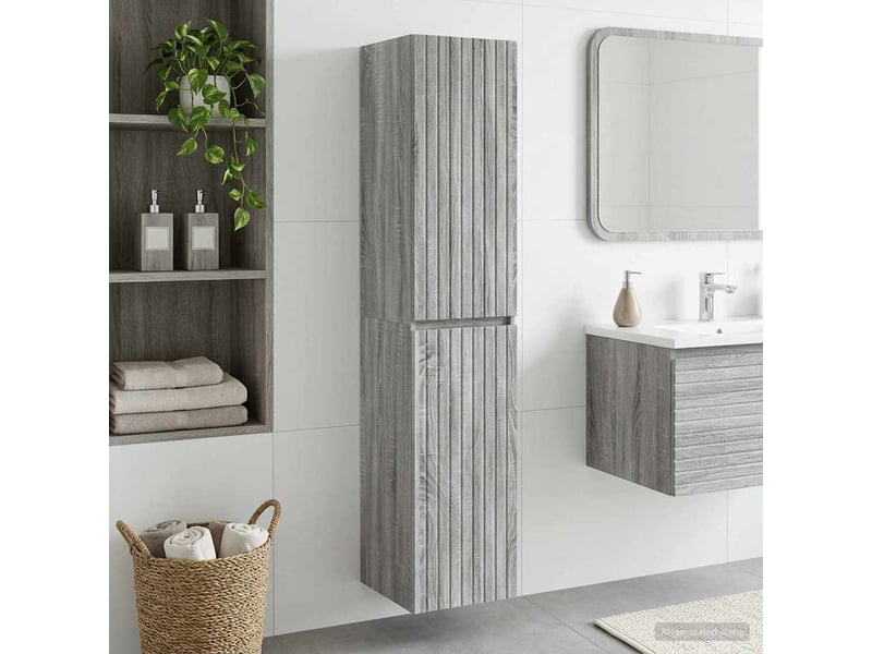 Cabinet salle de bain mural, meuble de rangement sonoma gris 33x34.5x160 cm shl9783 - Conforama B