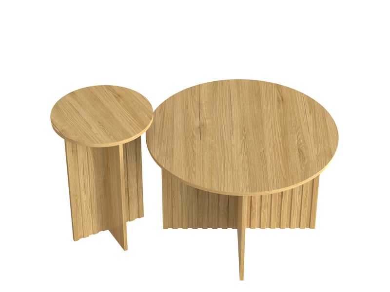  Tables basses gigognes 2 pièces rondes en mdf et panneaux de particules, naturel, pour salon - uvrion  - Conforama A