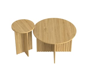 Tables basses gigognes 2 pièces rondes en mdf et panneaux de particules, naturel, pour salon - uvrion