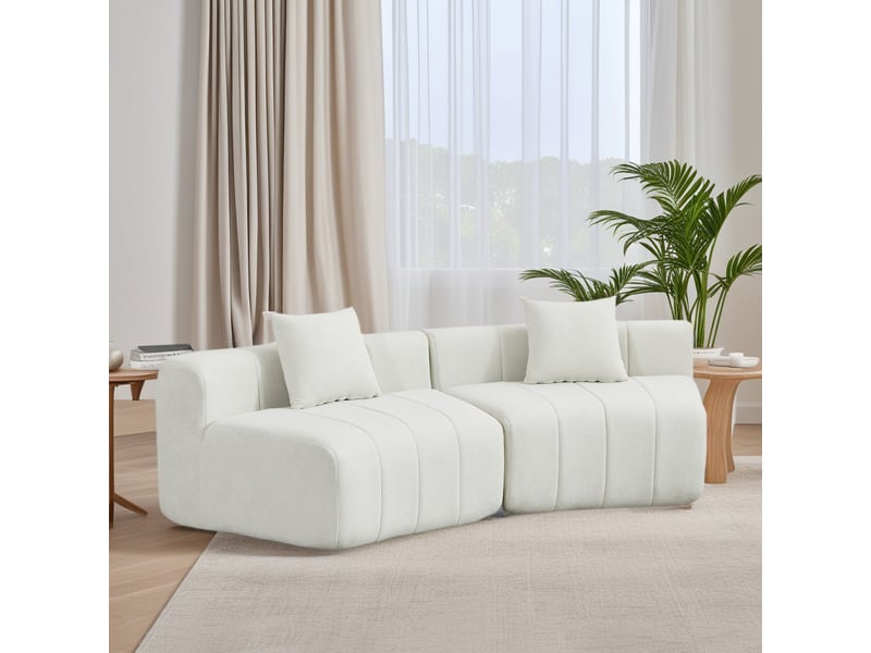 Canapé modulaire incurvé en chenille avec 2 coussins, module de canapé demi-rond symétrique pour salon, chambre ou bureau - beige - Conforama D