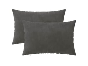 Lot de 2 coussins avec oreiller, coussins décoratifs heerlen gris foncé velours cf50501