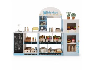 Magasin de jeu pour enfants 155x30x107,5 cm avec réfrigérateur mdf bleu
