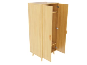 Armoire 70x55x170 cm à deux portes en mdf bois naturel avec grands rangements, poignées design et pieds surélevés