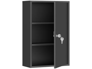 Armoire à pharmacie 2 étagères 3 niveaux verrouillable, dim. 40l x 18l x 60h cm, métal, 2 clés, noir