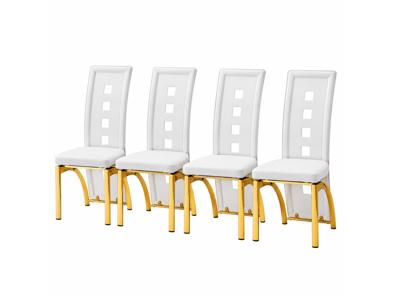 Chaises de salle à manger design en pu blanc et métal doré, lot de 4, h102,5 cm - Conforama A