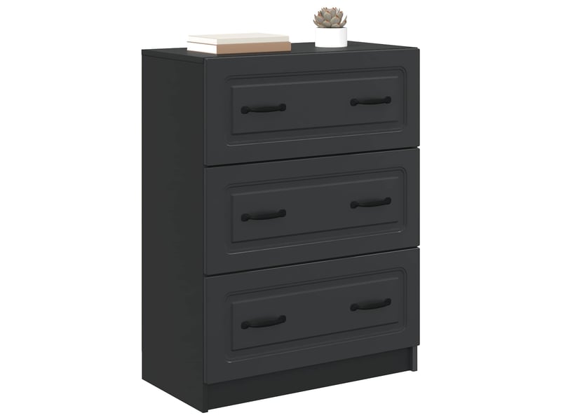  Armoire de rangement bureau, armoire à tiroirs 66 x 34,5 x 87 cm bois d'ingénierie noir  - Conforama C