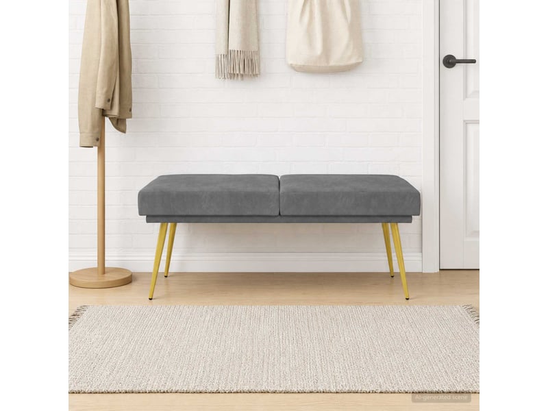  Banc d'entrée, banc à double couche gris foncé 120x45x46 cm velours  - Conforama C