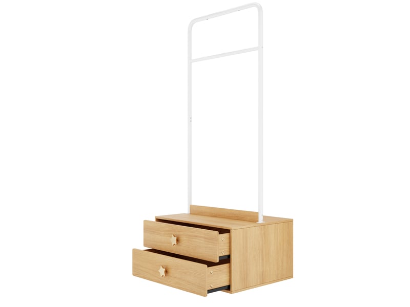 Portant à vêtements enfant avec 2 tiroirs, 70x55x168 cm, blanc et coloris bois naturel - Conforama A
