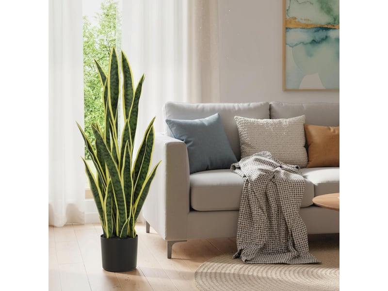  Sansevieria artificielle en pot pour usage intérieur et extérieur, avec 21 feuilles modelables, ø20x90 cm  - Conforama D