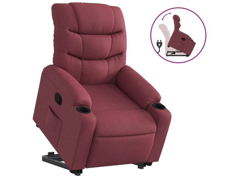 Fauteuil inclinable, fauteuil relax salon rouge bordeaux tissu shl45200  - Conforama A