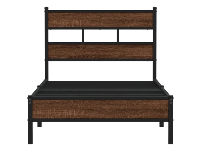  Lit simple- lit adulte -  cadre de lit sans matelas chêne marron 80x200cm bois ingénierie  - Conforama C