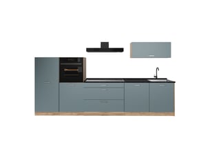 Vicco cuisine, bleu-grischêne doré, 340cm sans plan de travail