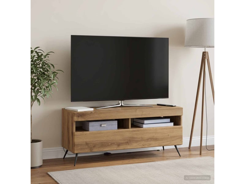  Meuble tv led chêne artisanal bois d'ingénierie  - Conforama D