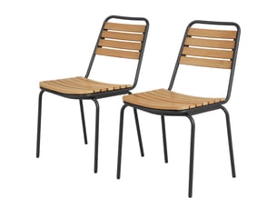 Lot de 2 chaises de jardin empilables en acier et eucalyptus 47 x 61 x 81 cm
