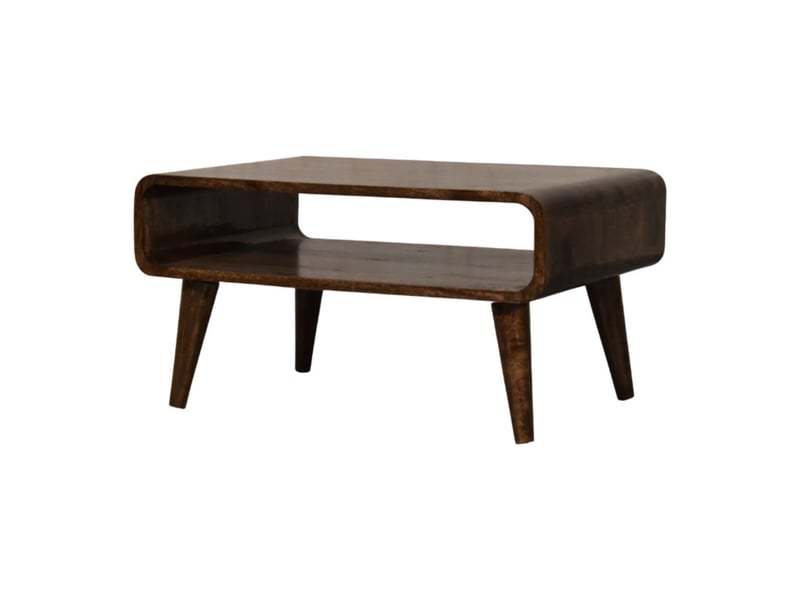  Artisan furniture bois massif table basse bord arrondi, marron  - Conforama D