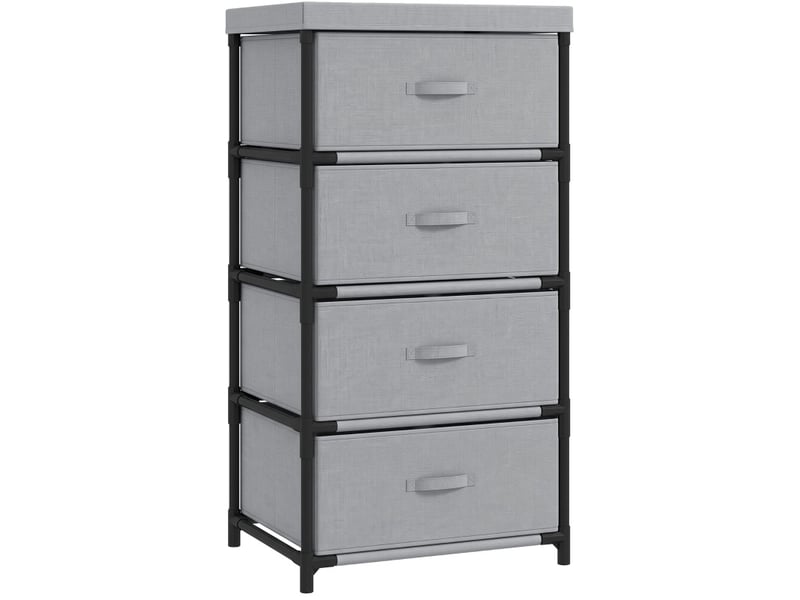  Commode 4 tiroirs 42 x 32 x 80 cm – gris et noir – cadre en acier et montage sans outil  - Conforama A
