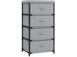 Commode 4 tiroirs 42 x 32 x 80 cm – gris et noir – cadre en acier et montage sans outil