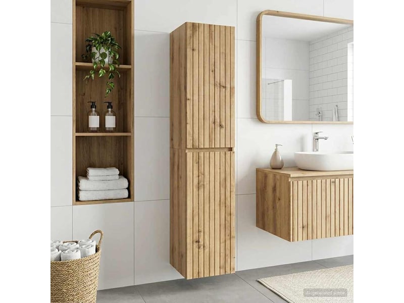  Cabinet salle de bain mural, meuble de rangement chêne artisanal shl8523  - Conforama B