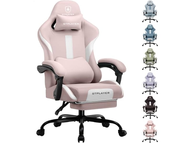  Gtplayer chaise de jeu ergonomique, réglable et pivotante en tissu respirant - rose GT905-PK - Conforama A