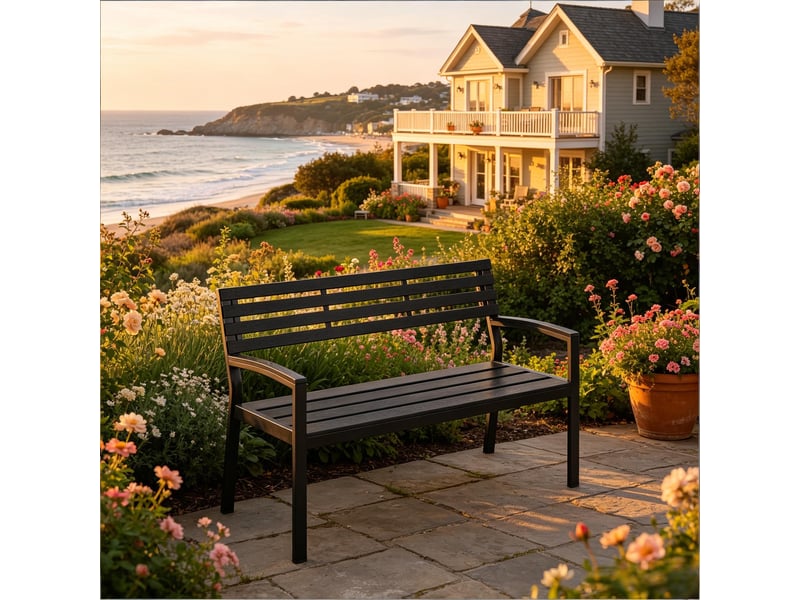  Banc de jardin élégant avec dossier, banc extérieur style parc  - Conforama D