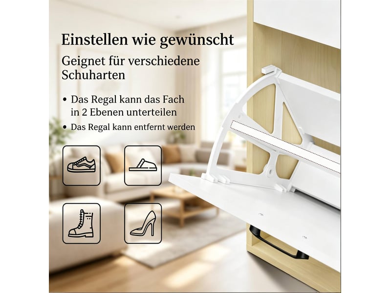  Meuble à chaussures 80x30x90 cm 3-en-1 bois mdf blanc  - Conforama D