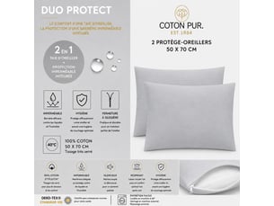 Lot de 2 taies d'oreiller duoprotect avec technologie imperméable intégrée
