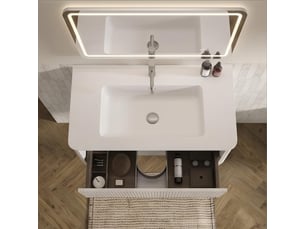 Ensemble meuble de salle de bain suspendu 80 cm et meuble latéral blanc