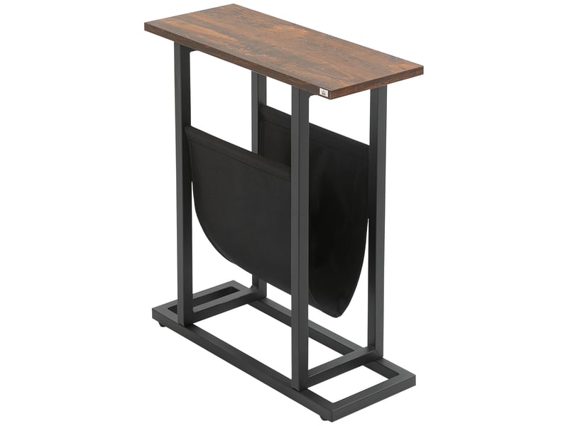  Table d'appoint bout de canapé avec porte-revues strucuture en acier design industriel noir marron foncé 49 x 19 x 55 cm  - Conforama B