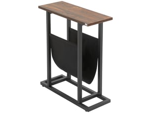 Table d'appoint bout de canapé avec porte-revues strucuture en acier design industriel noir marron foncé 49 x 19 x 55 cm
