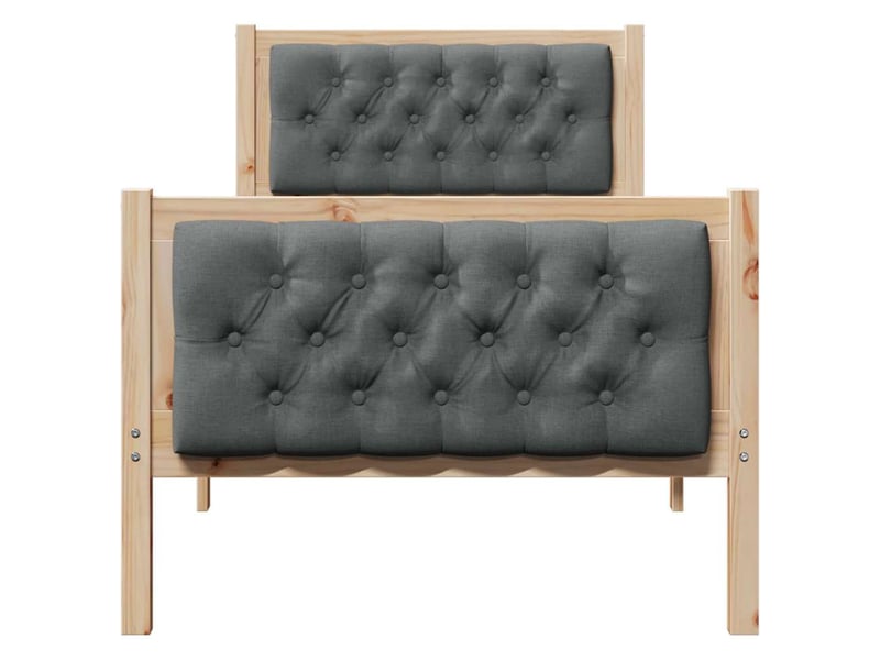 Lit simple- lit adulte -  cadre de lit avec tête de lit gris foncé 80 x 200 cm pin massif  - Conforama D