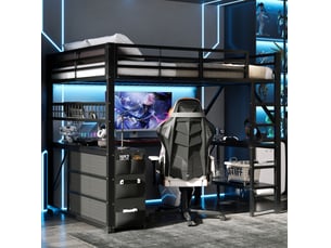 Lit mezzanine 140x200 cm <strong>HAUSS SPOLE</strong>  <strong></strong> coloris noir
