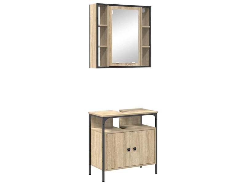  Ensemble de mobilier de salle de bain 2 pièces marron cf64233  - Conforama A