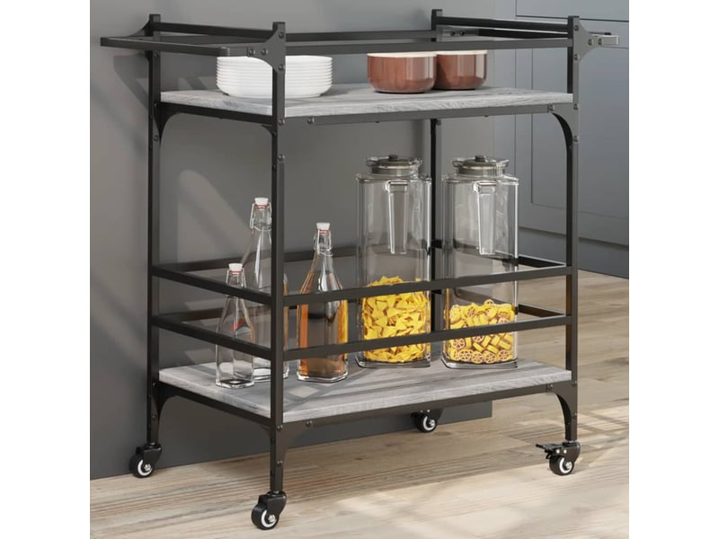  Desserte de cuisine, chariot de rangement sonoma gris 82x40x78,5 cm bois d'ingénierie  - Conforama B