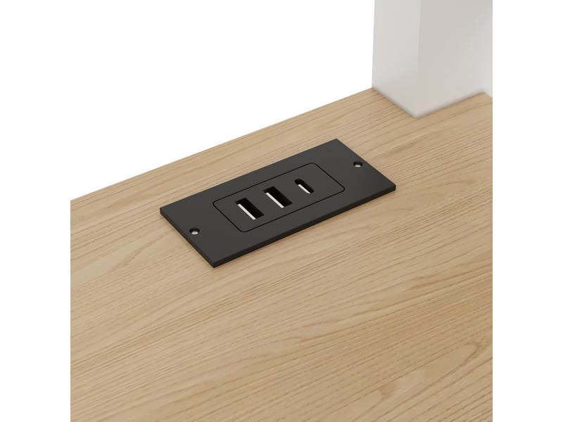  Lit mezzanine en métal, 140 x 200 cm, avec tiroirs, bureau, étagères, panneau perforé, éclairage led et ports usb, blanc  - Conforama E